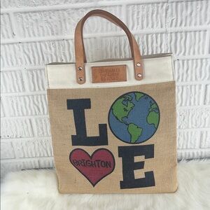 Brighton Earth Love Tan and Cream Tote